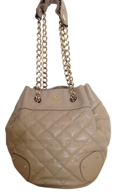 Burberry Bucket Quilted Rich with Gold Chains Leather Shoulder Bag