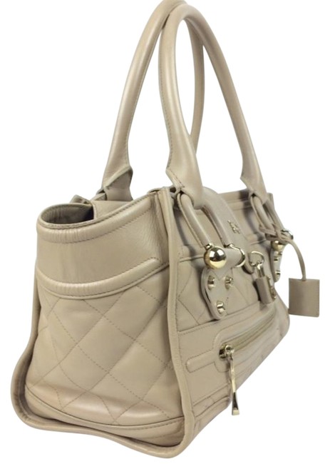 Burberry Quilted Satchel Tan Leather Shoulder Bag