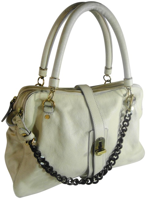 Burberry Rare Large Bowling Handbag P White Leather Shoulder Bag