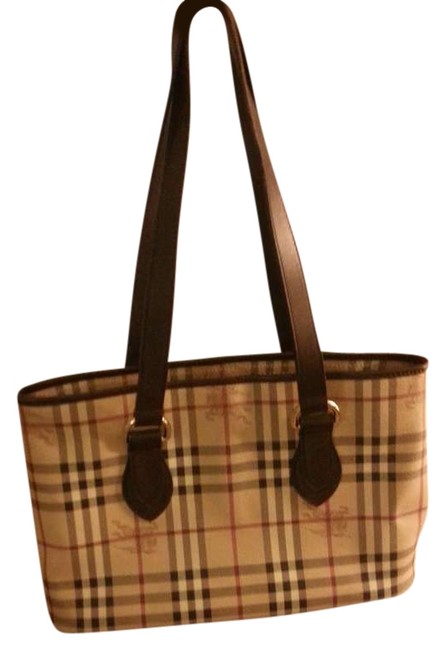 Burberry Regent Tote Haymarket Plaid Leather Shoulder Bag