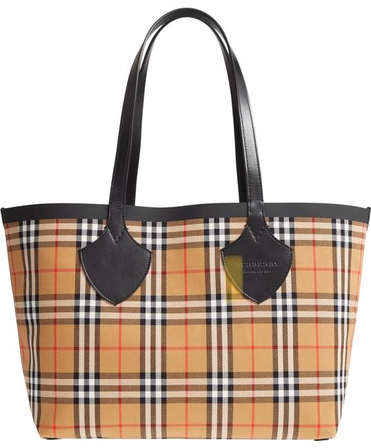 Burberry Reversible Tote Giant Vintage CreamRed Canvas Shoulder Bag