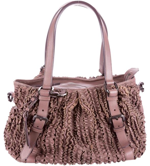 Burberry Ruffled Lowry Light Pink Leather Shoulder Bag
