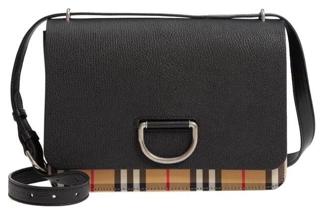 Burberry Sale Medium Vintage Check and D ring Black Leather Shoulder Bag