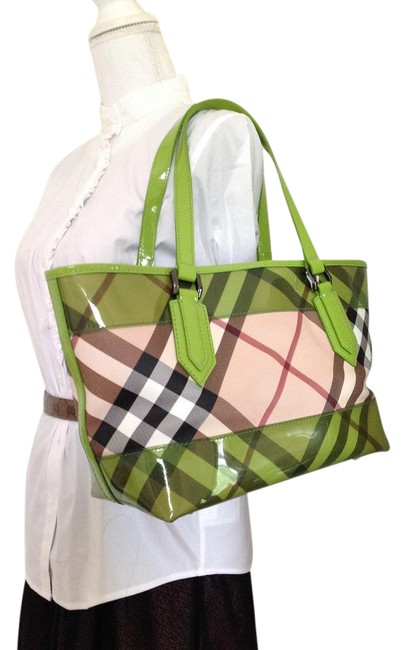 Burberry Sale Nwot Supernova Check Classic Tote Handbag Green Shoulder Bag