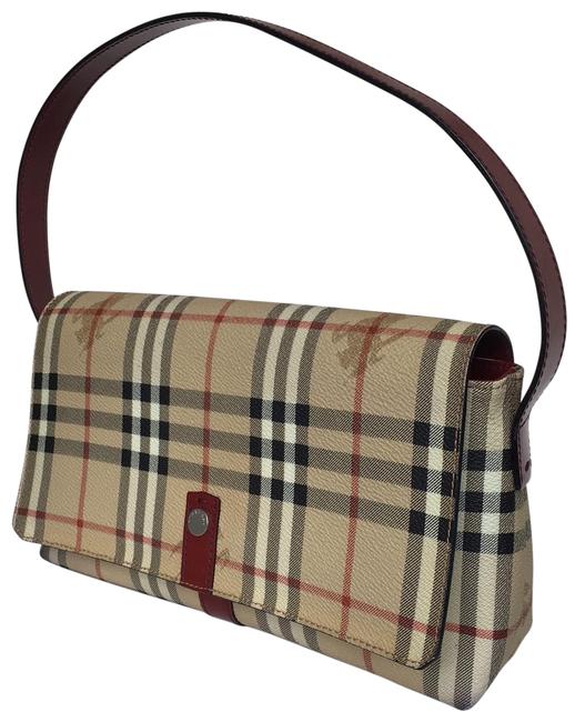 Burberry Satchel Red Coated Canvas Shoulder Bag