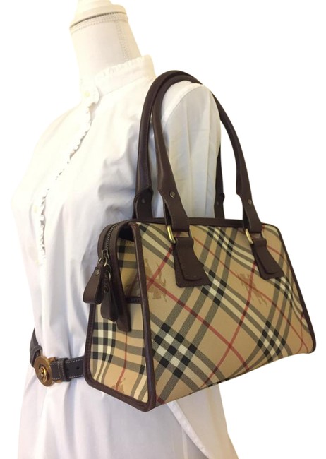Burberry Excellent Condition Vintage Haymarket Check Boston Tote Shoulder Bag