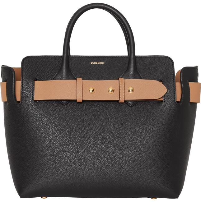 Burberry Small Belt Triple Stud Satchel Black Leather Shoulder Bag