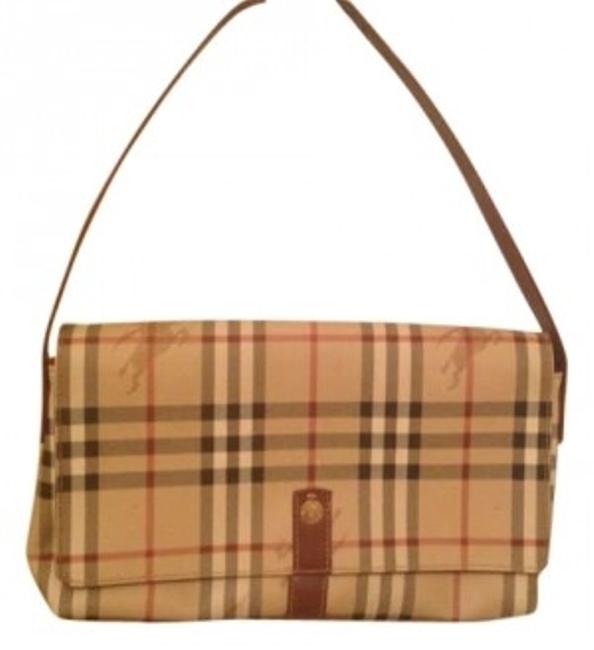 Burberry Small Envelope Tan Plaid Leather Shoulder Bag