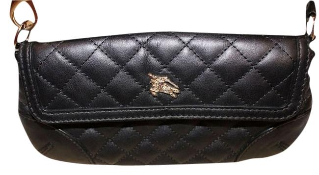 Burberry Clutch Small Or Black Leather Shoulder Bag