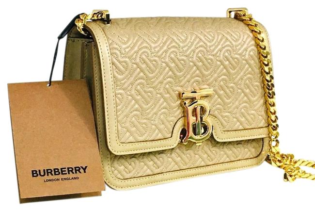 Burberry Small Quilted Monogram Lambskin Tb Handbag Color Honey Shoulder Bag