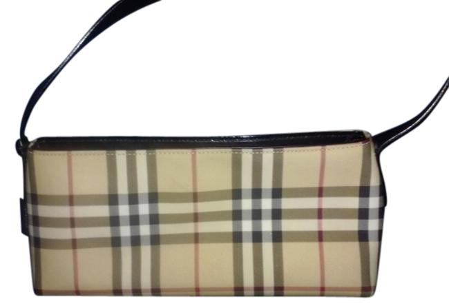 Burberry Small Satchel Handbag Plaid NylonLeather Shoulder Bag