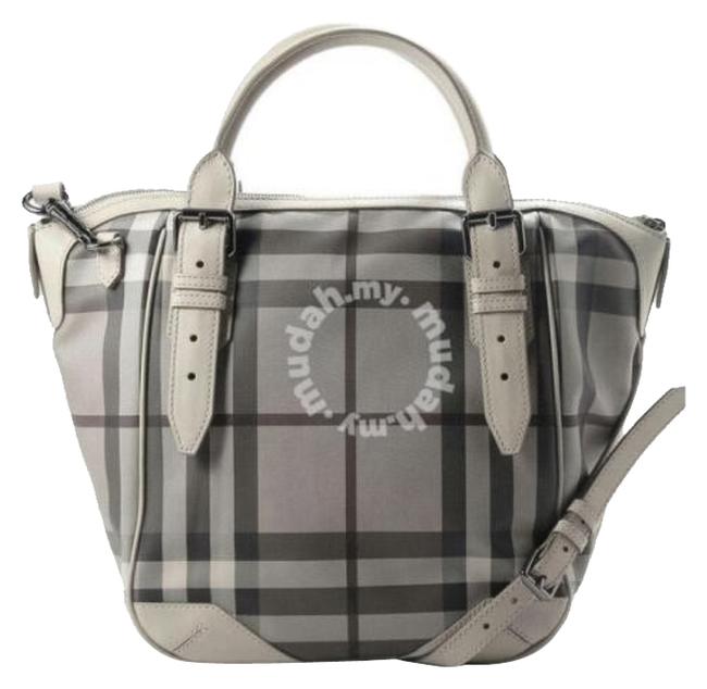 Burberry Smoked Check new Burgundy Deep Purple Canvas Shoulder Bag