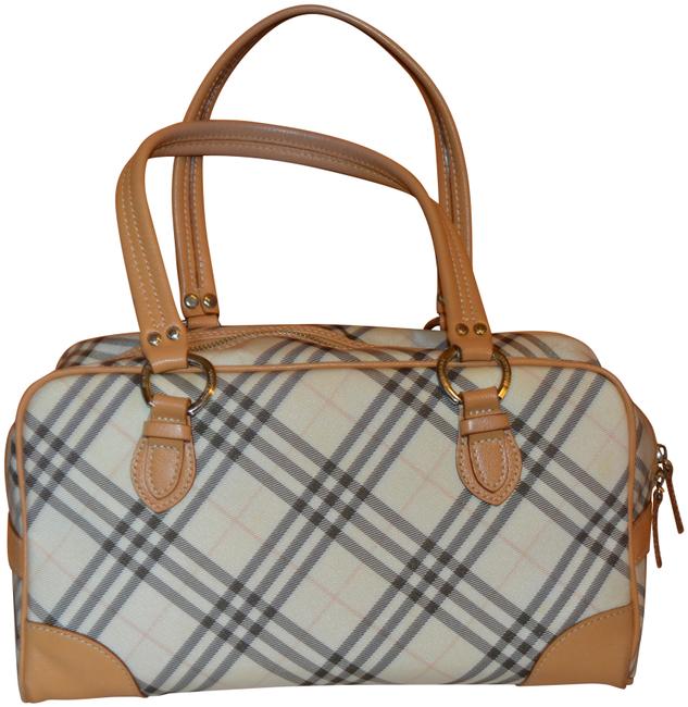 Burberry White Tan Soft Nylon Canvas Shoulder Bag