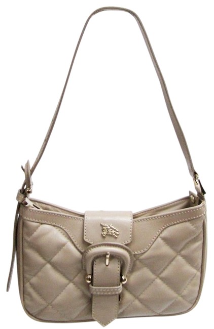 Burberry Sophie Small Quilted Tan Pouchette Beige Leather Shoulder Bag