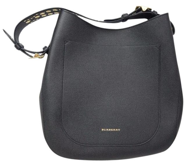 Burberry Studded Small Elmstone Black Leather Shoulder Bag