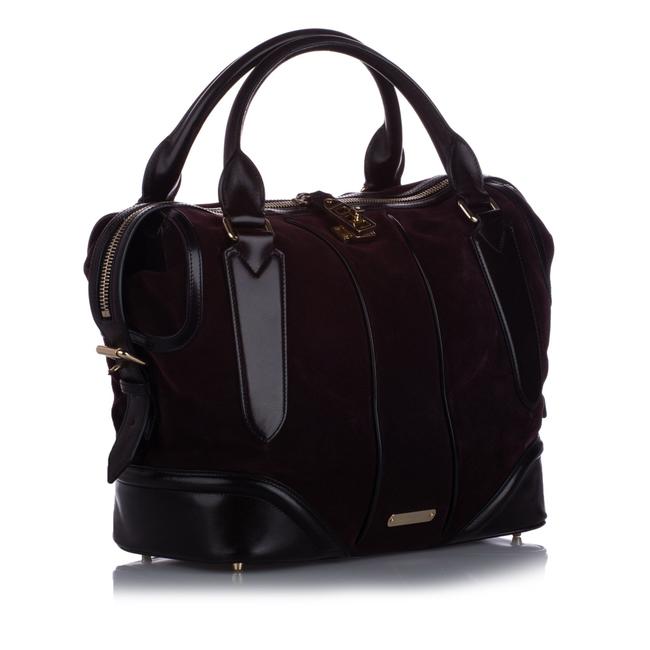 Burberry Suede Handbag Purple Leather Shoulder Bag