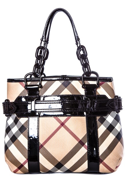 Burberry Super Nova Handle Check Canvas Shoulder Bag