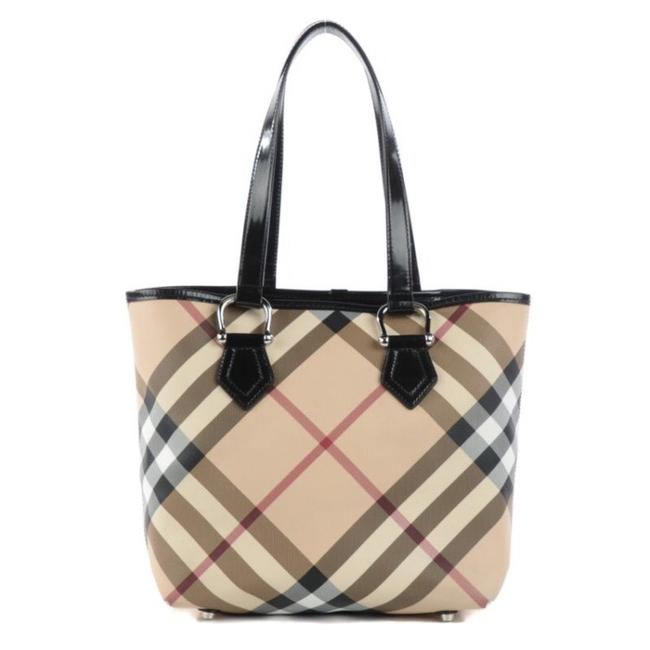 Burberry Stanton Supernova Check Tote Brown Leather Shoulder Bag