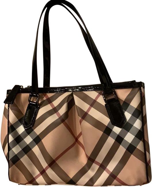 Burberry Tan and Black Leather Shoulder Bag