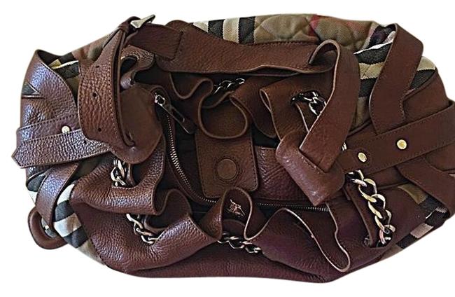 Burberry Tan Canvas Nova Check Brown Shoulder Bag