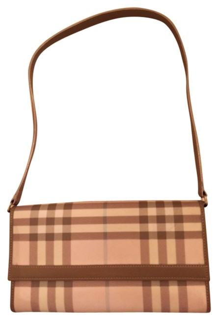 Burberry Tan Plaid CanvasVinyl Shoulder Bag