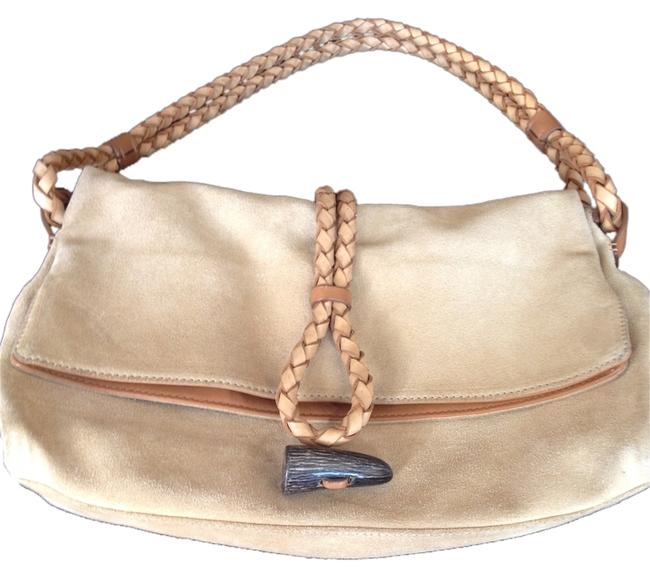 Burberry TanNova Check Suede Shoulder Bag