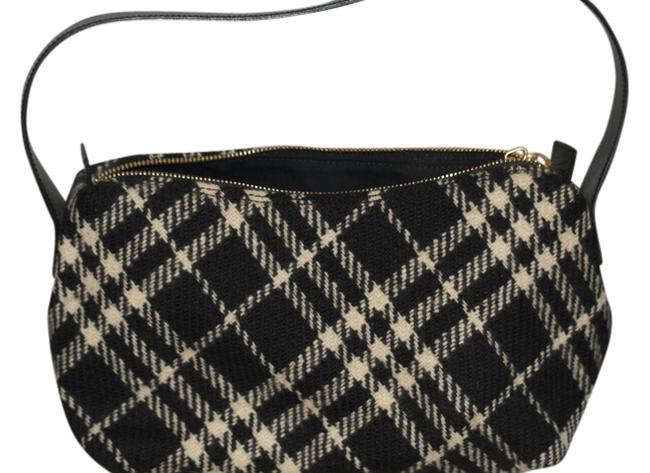 Burberry Tartan BlackWhite Wool Shoulder Bag