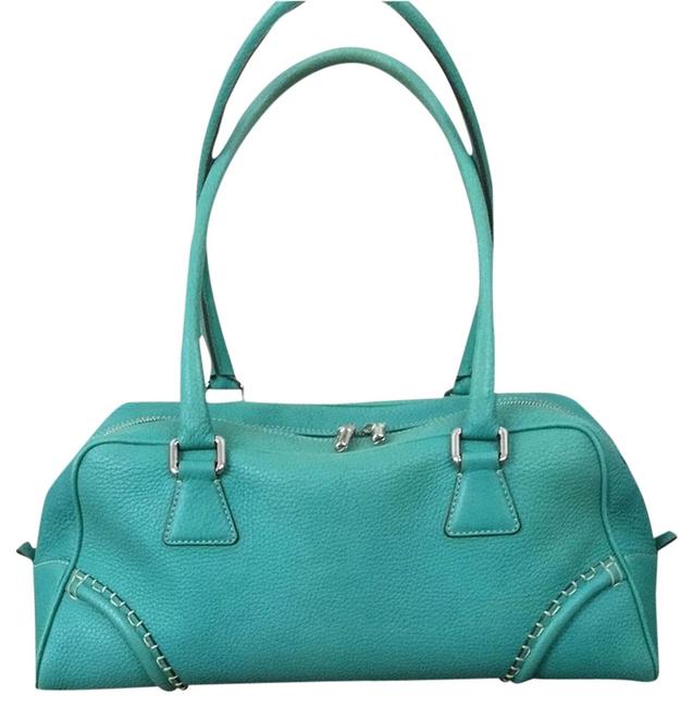 Burberry Teal Grainy Leather Shoulder Bag
