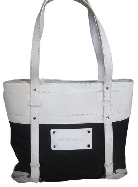 Burberry The Sak Black and White Nylon Leather Shoulder Bag