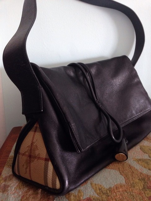 Burberry Toggle Horn BlackNova Check Leather Shoulder Bag