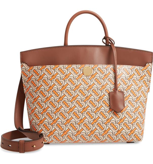 Burberry Top Handle Small Society Tb Print Brwon Leather Shoulder Bag