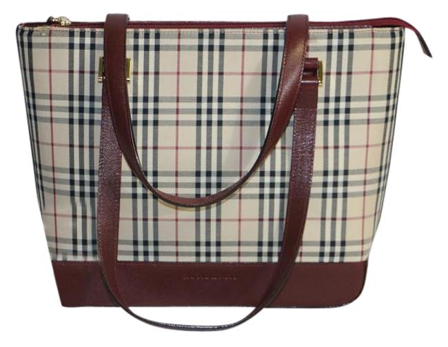 Burberry Tote Nova Check Canvas with Leather Handles Shoulder Bag