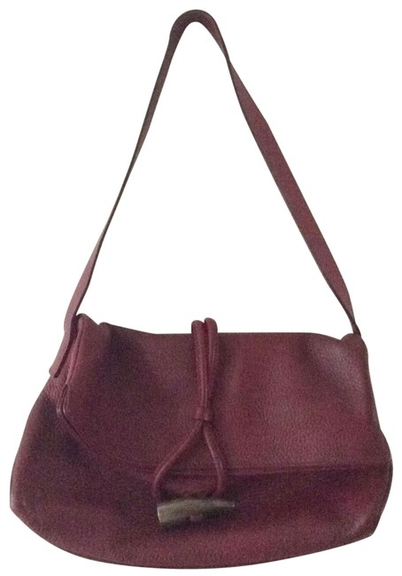 Burberry Vintage Fold Over Burgundy Leather Shoulder Bag