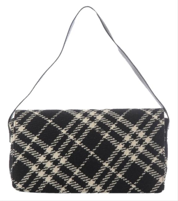 Burberry White And Black Wool Shoulder Bag