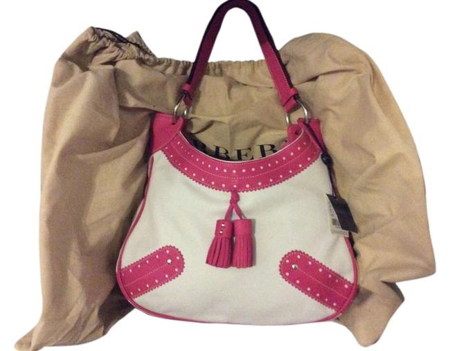 Burberry White and Pink Leather Shoulder Bag