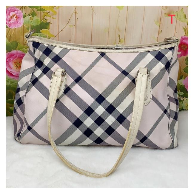 Burberry White Cream Canvas Leather Shoulder Bag