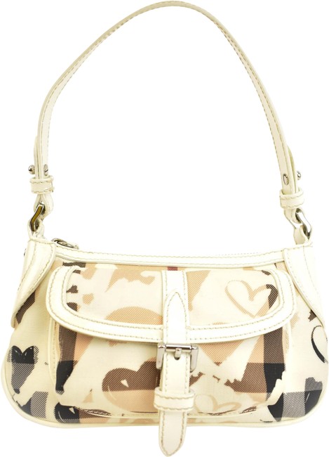 Burberry White LeatherHeart Check Rp Shoulder Bag
