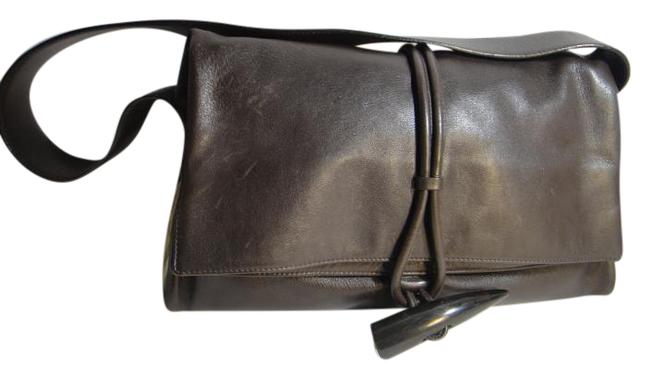 Burberry With Toggle Closure Brown Leather Shoulder Bag