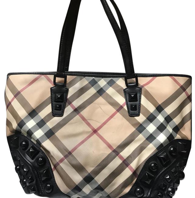Burberry 59427 Nova Studded Nickie Black Check Tote