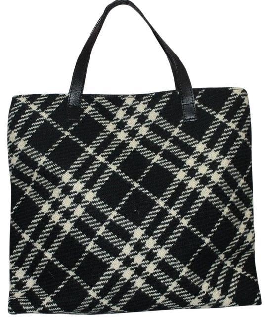 Burberry Bag And Novacheck BlackWhite Wool Tote
