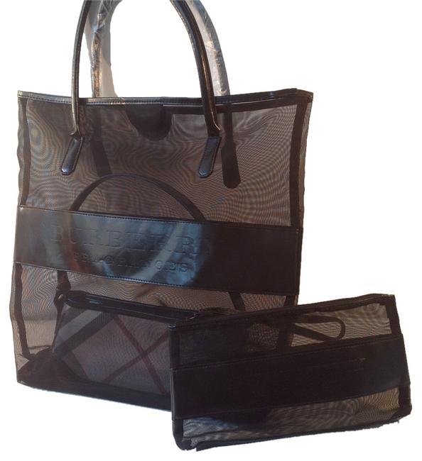 BurberryPouch Black Polyester MeshSee Through Tote