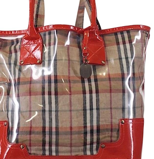 BurberryTan Nova Check LeatherPvc Orange Tote