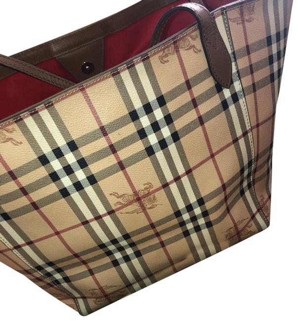 Burberry Antique ImprintBright Red Interior Leather Tote