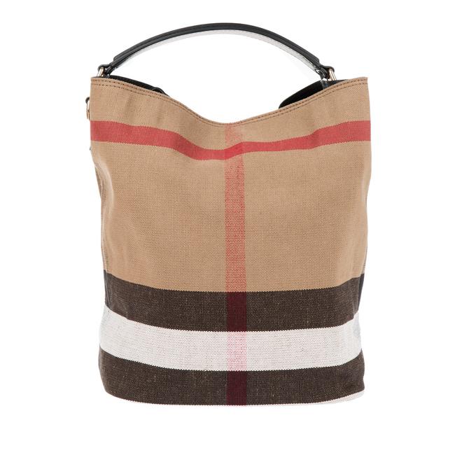Burberry Hobo Ashby Canvas Check Medium Black Tote