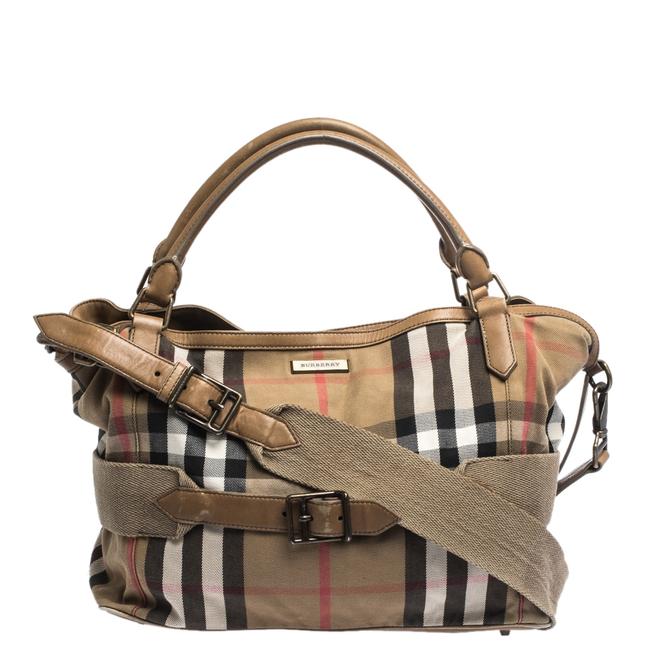 Burberry Aurelia Houe Check Diaper Beige Canvas and Leather Tote