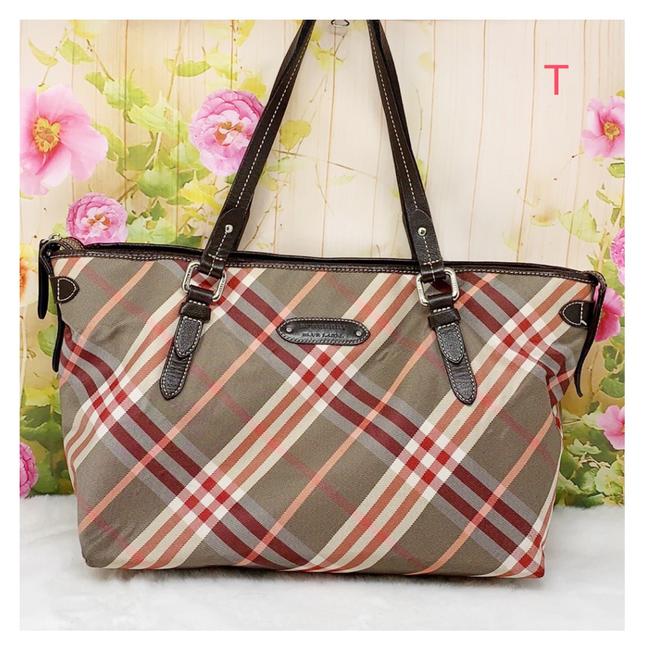 Burberry Bag Brown Red Canvas Tote