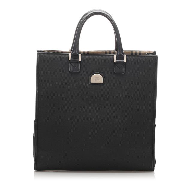 Burberry Bag Canvas Black Leather Tote