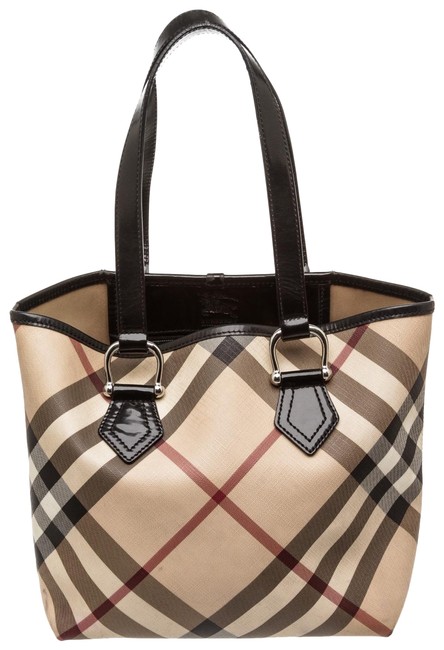 Burberry Bag Canvas Leather Beige Supernova Check Tote