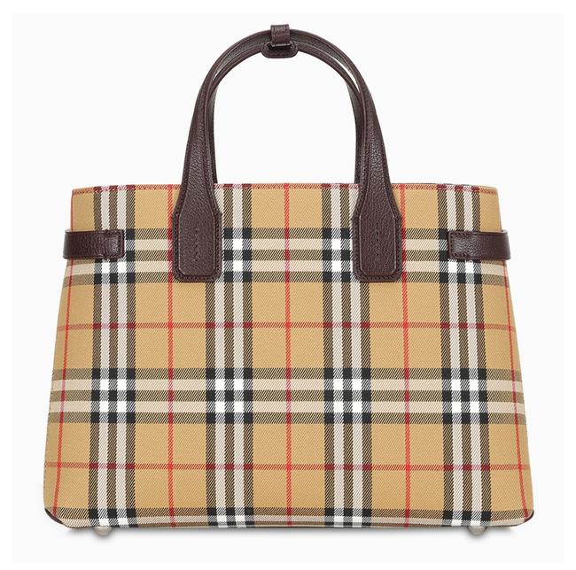 Burberry Bag Df New Banner Brown Check Leather Tote