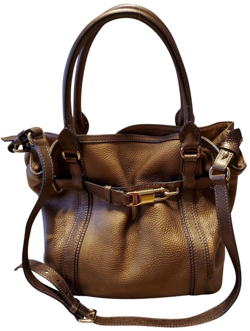 Burberry Bag Goldertone Bronze Leather Tote